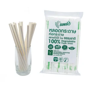 ซันไบโอ หลอดกระดาษตรง ขนาด 6 มม. ยาว 21 ซม. แพ็ค 100 ชิ้น