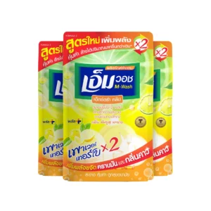 น้ำยาล้างจานเอ็มวอช (M-WASH) สูตรใหม่ เอ็กซ์ตร้า คลีน (กลิ่นส้มยูสุ มะนาว) ขนาด 440 CC. ( 3 ถุง )