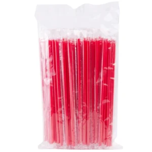 [6mm] หลอดเล็กพลาสติก ปลายแหลม ห่อฟิล์ม ขนาด 6 มม สีแดง บรรจุ 100 เส้น/แพ็ค