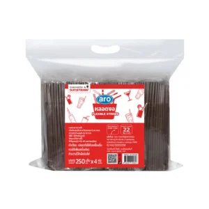 เอโร่ หลอดหักงอสีน้ำตาล 24 ซม. 250 เส้น x 4