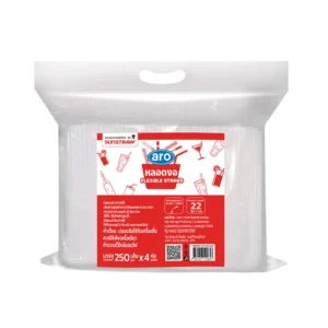 เอโร่ หลอดหักงอสีขาว 24 ซม. 250 เส้น x 4