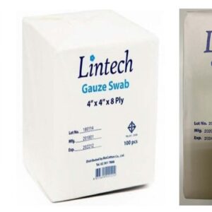 (ยกลัง 100 ห่อ) ผ้าก๊อสพับ Lintech Non Sterile (100 ชิ้น/ห่อ) มี มอก. ขนาด2x2