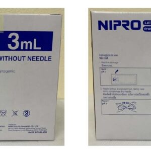 (ยกลัง 20 กล่อง) NIPRO Syringe LS 3 CC ไซริ้งพลาสติก (100 ชิ้น/กล่อง)