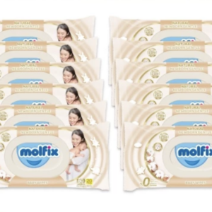 Molfix ทิชชู่เปียก สูตร Natural Newborn Gentle Baby Wipes (ยกลัง 12 ห่อ)
