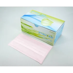hyguard mask หน้ากากอนามัยทางการแพทย์ 3 ชั้นผู้ใหญ่ สีชมพู 1 กล่อง 50 ชิ้น