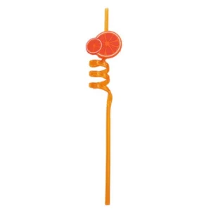 หลอดพลาสติกที่มีสีสัน Fruit Theme ลายส้ม