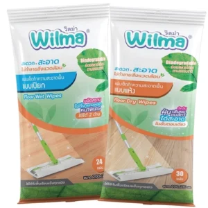 Wilma วิลม่า แผ่นเช็ดทำความสะอาดพื้นแบบเปียก แพ็ค 2 ห่อ // ย่อยสลายได้ //
