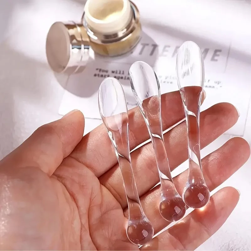 3 ชิ้นอะคริลิคไม้พายเครื่องสําอาง Scoop Eye Cream Applicator โปร่งใส 3 ชิ้น
