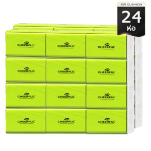 [1 ลังมี 36 ห่อ ] CHEEPFUL Air Cushion Soft Tissue กระดาษทิชชู่ หนา 4800 แผ่น หนา 3 ชั้น 24แพ็ก