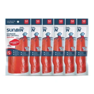 Sunbin ถุงขยะม้วนสีแดง 18 x 21 นิ้ว 50 ใบ x6