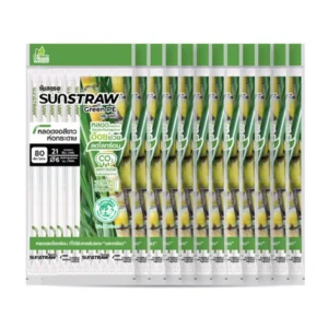 Sunstraw หลอดพลาสติกรักโลก สีขาว ขนาด 6 มม. ยาว 21 ซม. 80 เส้น x12