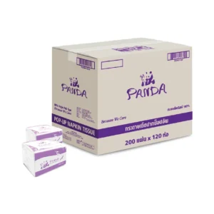 Panda กระดาษเช็ดปาก ชนิดป๊อปอัพ ความหนา 1 ชั้น จำนวน 200 แผ่น/ห่อ x 120 ห่อ (24,000 แผ่น) [ยกลัง]