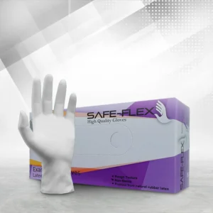 ถุงมือแพทย์ ถุงมือยาง ถุงมือสีขาว มีแป้ง SAFE-FLEX 100 ชิ้น/กล่อง ไซซ์L