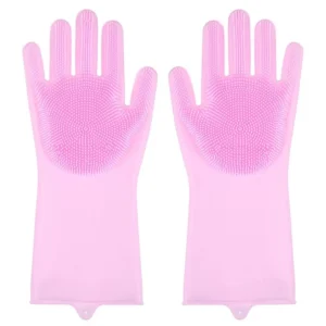 ถุงมือล้างจานกันลื่นกันน้ํามัลติฟังก์ชั่น สีชมพู