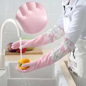 รูมิ‌ ถุงมือกันน้ํา, ถุงมือล้างจานแขนขยายชั้นเดียว สีชมพู L