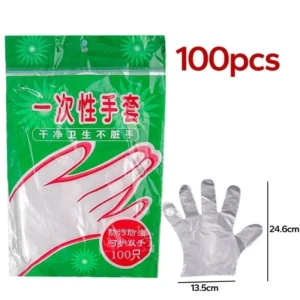 ถุงมือแบบใช้แล้วทิ้งทําความสะอาดห้องครัว size 24.6*13.5cm (100ชิ้น)