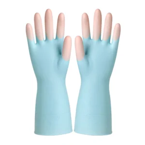 ถุงมือยางแบบหนาสำหรับล้างจาน ซักผ้า งานบ้าน สีฟ้า L