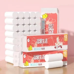 กระดาษทิชชู่ Cute Baby ซึมซับดีเยี่ยม หนา 5 ชั้น ไร้แกน 700g ขนาด 12x13 ซม.