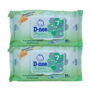 D-nee ทิชชู่เปียก เบบี้ไวพส์ นิวบอร์น 80 ชิ้น สูตรน้ำบริสุทธิ์ 2ห่อเขียว