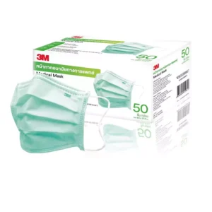 3M Nexcare Mask Medical Mask " รุ่นหนานุ่ม ปั๊มบน " หน้ากากอนามัยสีเขียว (1 กล่อง=50 ชิ้น)