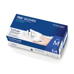 Pro Gloves ถุงมือยางธรรมชาติ แบบมีแป้ง ยี่ห้อ โปรโกลฟ [บรรจุ 100 ชิ้น.] size L