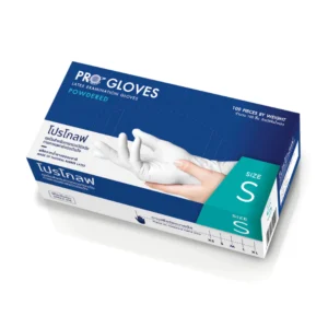 Pro Gloves ถุงมือยางธรรมชาติ แบบมีแป้ง ยี่ห้อ โปรโกลฟ [บรรจุ 100 ชิ้น.] size S