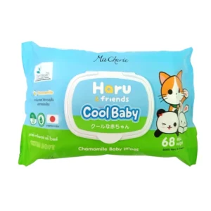 Haru & Friends กระดาษทิชชู่เปียก สีเขียวแพค 6 ห่อ ห่อละ 68 แผ่น เหมาะสำหรับเด็ก