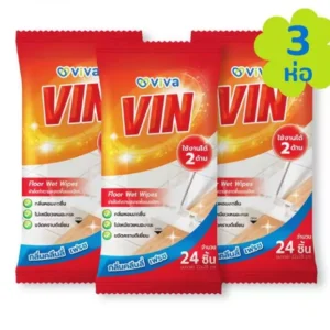 Vin by Viva ผ้าเปียกถูพื้น [3ห่อ] 72 แผ่น ผ้าเช็ดทำความสะอาดพื้นแบบเปียก ผ้าถูพื้น ใช้ได้ทุกพื้นผิว