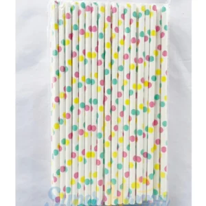 หลอดกระดาษ( Pack10ชิ้น) ย่อยสลายได้ ลาย Polkadot Candy