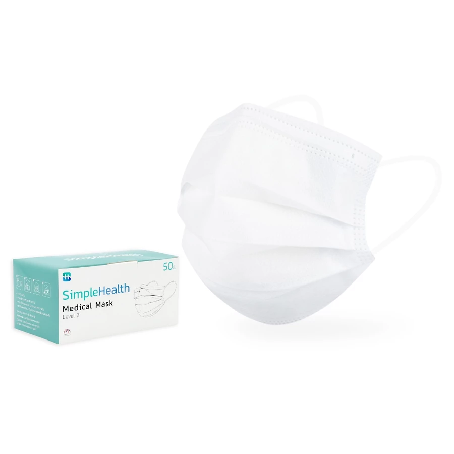 Simple Health หน้ากากอนามัย 3 ชั้น Medical Mask 50 ชิ้น สีขาว