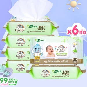 ยกลัง DODOLOVE Organic Baby Wipes ทิชชู่เปืยก ปราศจากแอลกอฮอล์ ยกลัง6