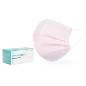 Simple Health หน้ากากอนามัย 3 ชั้น Medical Mask 50 ชิ้น สีชมพู