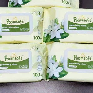 Poomsoft ทิชชู่เปียก 1500แผ่น 15แพ็ค Baby Wipes Jasmine Wet Wipes ผ้าเช็ดทำความสะอาดเด็ก
