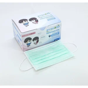 hyguard mask หน้ากากอนามัยทางการแพทย์ 3 ชั้นเด็ก สีเขียว 2 กล่อง 100 ชิ้น