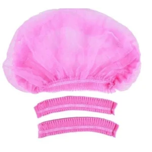 หมวกคลุมผม Bouffant Cap 100ชิ้น สีชมพู